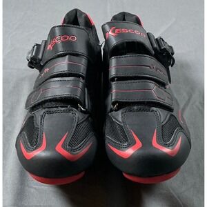 Kescoo Cycling Shoes Mens 7.5 Womens 9 Black Red Indoor Spin Road Bike Cleats 40